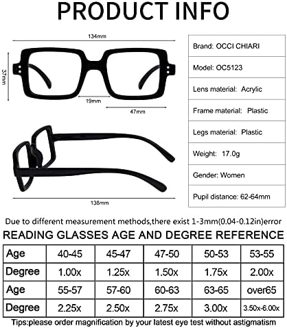 Occi Chiari Reading Glasses for Women Trendy Reader