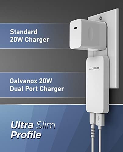 Carregador de parede plana tipo C, Galvanox Ultra Slim para iPhone 11/12/13 iPhone 14 Pro/Max e Samsung Galaxy Models, 20W Plug