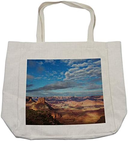 Bolsa de compras de Ambesonne Landscape, Parques Nacionais de Canyonland Vale Utah Vale Butas azuis Nublado Cenário fotográfico,