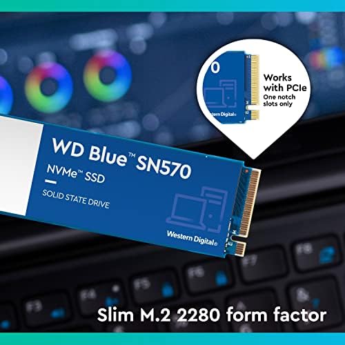 Western Digital 2TB WD Blue SN570 NVME Drive de estado sólido interno SSD - Gen3 X4 PCIE 8GB/S, M.2 2280, até 3.500 MB/S - WDS200T3B0C