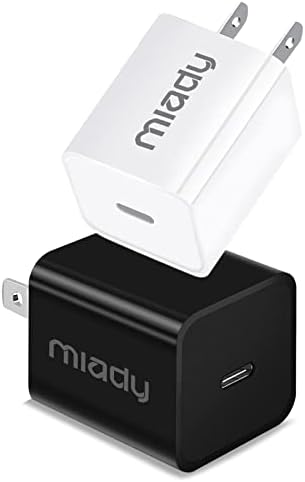 Bloco de carregador USB C, Miady 2 Pack 2.4a/5v C Bloco de carregador compatível para iPhone 14/14 Pro Max/13/13Pro/12/12 Pro, iPad AirPods Pro e mais