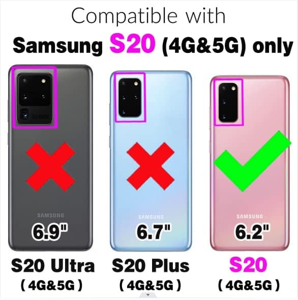 Furiet Compatível com Samsung Galaxy S20 5G Caixa de carteira de 6,2 polegadas e pulso Straplaçadeira de couro para suporte
