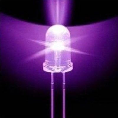 100pcs x 2pin 3mm água redonda LED LED UV 395-400nm Luz
