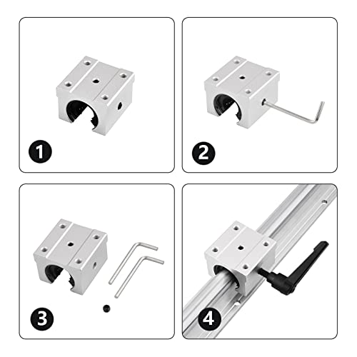 2PCS SBR16-600 com 4PCs SBR16UU Tipo quadrado rolamento de bloco, bloco de rolamento de movimento linear para trilho