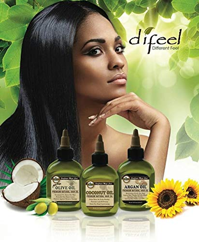 Óleo de cabelo natural premium do Difeel - óleo de argan 7,1 onças