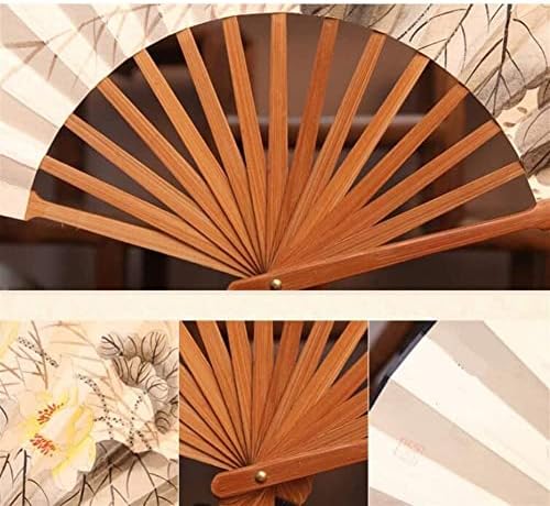 Grande ventilador de manutenção em estilo chinês, ventilador de mão de papel vintage com costela de bambu, para favores de festa de decoração da parede em casa