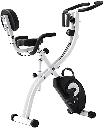 Bicicleta - dobrável bicicleta de bicicleta de bicicleta interna de bicicleta interna de bicicleta interna 8 níveis de resistência magnética ajustável com confortável suporte para comprimidos de almofada de assento para exercícios cardio e treinamento de força