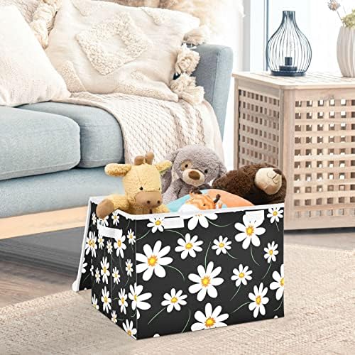 Innwgogo Daisy Storage Bins com tampas para organizar cestas de armazenamento com alças Oxford Ploth Storage Cube Box for Cat