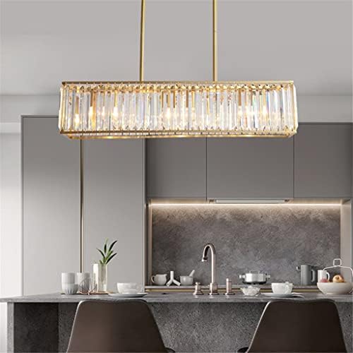 N/A Golden Modern Modern Crystal Dinning Room Pingente Light Brass Copper Restaurante Linear Bar Lâmpada de vidro LED LED LED
