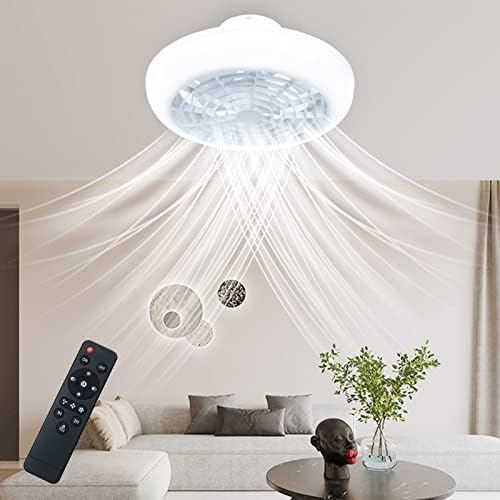 Ventiladores de teto com luzes, luzes de ventilador de teto invisíveis LED, moderna luz do ventilador de teto diminuído com RC para a cozinha da sala de estar do quarto, mantenha a calma no calor, ventilador de teto sem lâmina com #B leve #B