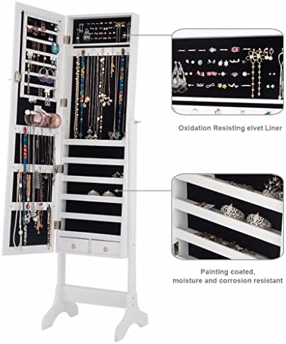 Liruxun Lockable Jewelry Wardrobe Storage Organizer Box com gavetas móveis de casa branca