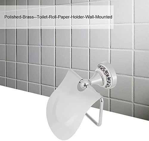 Suporte de papel de rolo de vaso sanitário, suportes de toalha de papel inoxidável polido montado na parede com capa para banheiro banheiro