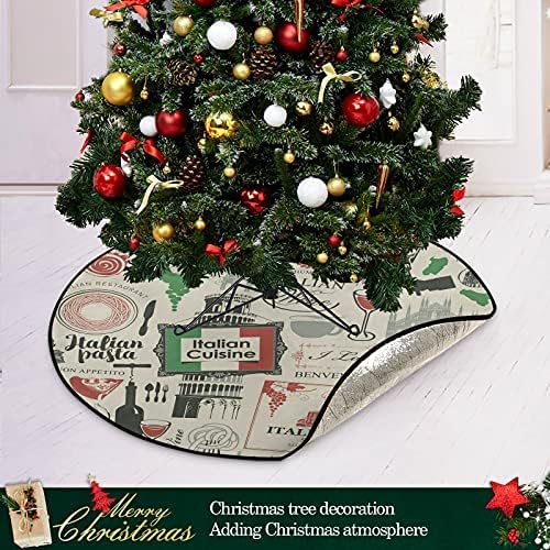 Retro Postmark Arree de Natal Tapete de árvore à prova d'água Bandejas de tapete de tapete sob acessório de árvore de Natal para Ornamento de Natal Holiday Home Supply 28 polegadas