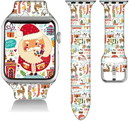 Compatível com Winter Apple Watch 38/40/41/42/44/45mm para homens, Soft Silicone Gifts Decorations Decorações Banda de pulseira para Iwatch Series 7 6 5 4 3 2 1 SE.