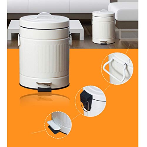 Lixo redondo de pedal lata, lixo simples de aço inoxidável de grãos romanos, adequado para sala de jantar sala de estar no quarto do quarto de banheiro do banheiro 5l latas de lixo de cozinha (cor: branco, transparente, marrom