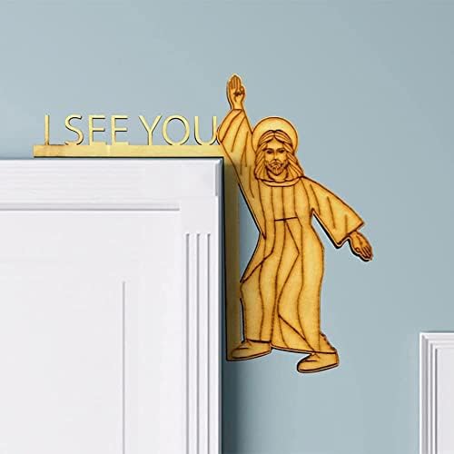 Vi que Jesus, Sitter de porta Decoração engraçada de casa, Christian Church Home Door Funny Jesus Pomer Decoração de canto