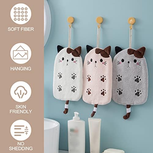 2pcs fofos de toalhas de mão para meninos meninas microfibra toalhas de mão de coral engraçado desenho animado animal gato de gato toalha para os amantes de banheiro da cozinha Toalha colorida personalizada