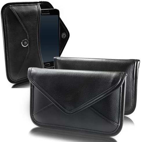 Caixa de ondas de caixa compatível com Samsung Galaxy A01 - Bolsa mensageira de couro de elite, design de envelope de capa de couro sintético para Samsung Galaxy A01 - Jet Black
