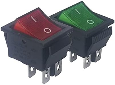 Interruptor de balancim 10pcs 20pcs kcd4 31 * 25mm dpst 4pin 16a/250v vermelho/verde