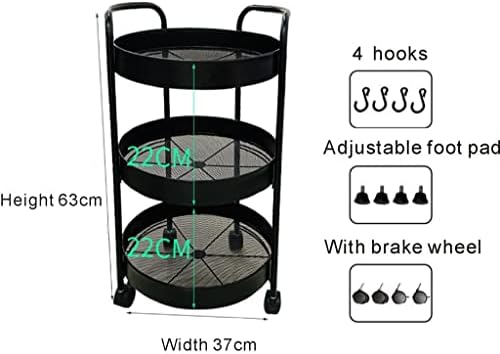 Miaohy 3 camadas Movable Kitchen Storage Rack de aço carbono prateleira de banheiro com rodas Ferramentas de carrinho