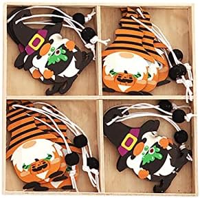 Halloween pendurado no ornamento de madeira gnome tag pendurado em madeira pendente em sala de aula pendurada no ornamento com corda