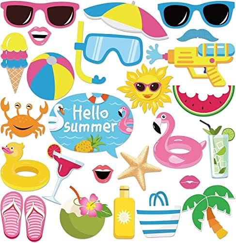 Veewon 25pcs Havaí Photo Booth Props Summer Pool Pool Party Supplies Favors