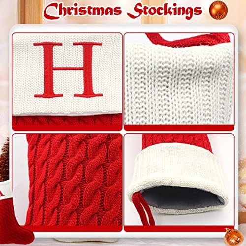 Zoea 20 polegadas meias de Natal com iniciais, grande letra bordada tricotar meia meia para decorações de férias em família