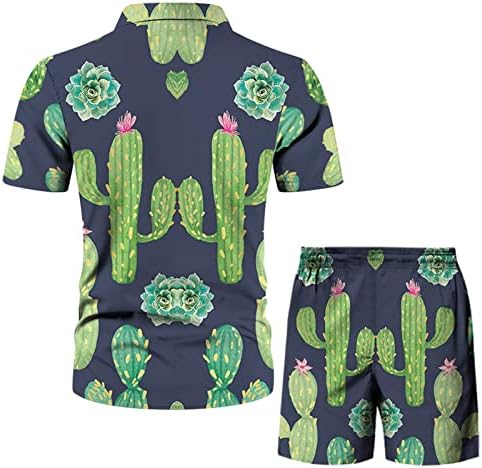 Manga de mola abotoada camisa casual de praia curta de praia masculino casual shorts de verão fatos masculinos kan sui verde