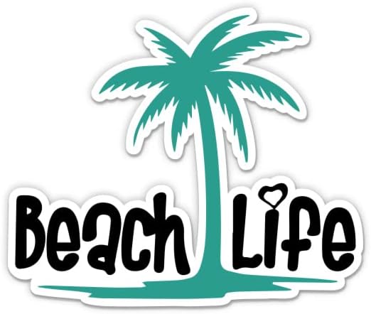 Adesivo de vida na praia - adesivo de laptop de 3 - vinil à prova d'água para carro, telefone, garrafa de água - decalque de