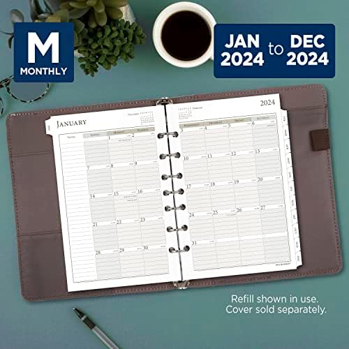 Atualmente, 2024 Planejador diário e mensal de duas páginas por dia, 5-1/2 x 8-1/2, tamanho da mesa, folha solta
