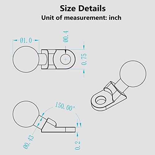 Pacote Brcovan 2, base de montagem em liga de alumínio com bola de 1 '' TPU e orifício de montagem de 10 mm, adaptador de