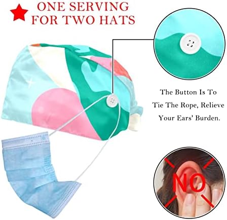 2 peças Balão de balão de ar quente Capinha de trabalho com botões e banda de suor ， Tampa de tampa de limpeza cirúrgica ajustável