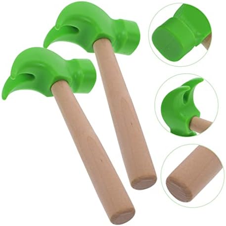 Toyvian 2pcs Infantil Toy Hammer Children Toys Wood Mace Wooden Green