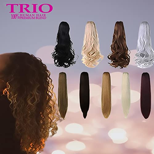 Extensões de cabelo do trio cabelos humanos reais, clipes de extensão, extensão do rabo de cavalo e pedaço de cabelo de pães, peruca