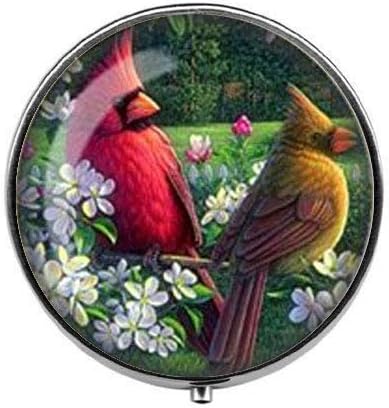 Cardinal - Art Bird Pill Box - Charm Bird Cardinal Pill Box - Caixa de doces de vidro