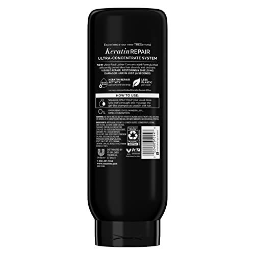 Tresemmé Ultra Keratin Repare Concentrate Shampoo para cabelos danificados, reparo visível em 30 segundos, tecnologia de espuma