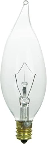 Diodesia Dica de chama 40W Lâmpada de lustre petite incandescente, base de candelabra, lâmpada cristalina