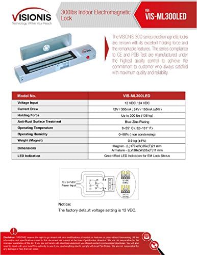 Visionis FPC-8235 Duas portas Access Controle de controle eletromagnético de trava de fora da porta de 300 libras TCP/ip Wiegand