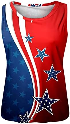 4 de julho Camisas para Women USA FLAND SMAND SMERTER MANEIGELENS Crewneck Tops Tops Stars Stripes Tie-Dye T-shirts Tees casuais