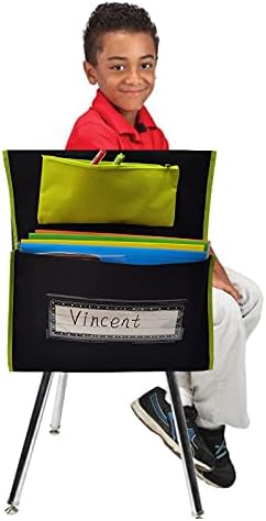 Bolsos de cadeira abckey para sala de aula com etiquetas de nome, organizador de cadeira à prova d'água para fornecedores escolares