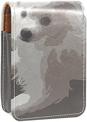 Mini maquiagem de Oryuekan com espelho, bolsa de embreagem Leatherette Lipstick Case, Animal Lovely Pomeranian Dog Pomerânia