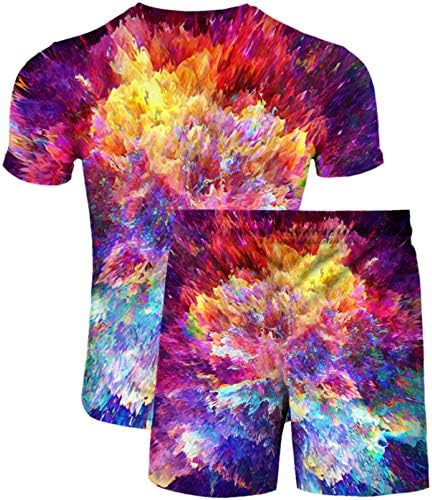 Honeystore Men Colorido Print Athletic Rogger define camisetas de primeira linha e roupas de curta