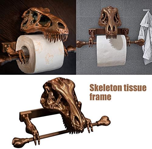 Yowein Skeleton Toolet Paper Solter, Organizador criativo do suporte de papel de lenço dinossauros para parede, suporte para tecidos de caveira para armazenamento de banheiro, prateleira de papel para decoração da sala de estar, presentes para amantes de dino
