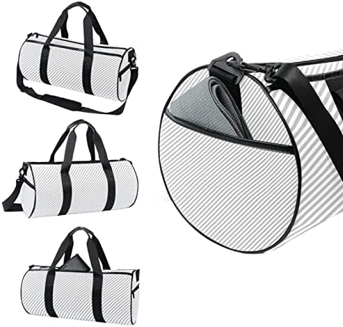 Mamacool Stripe cinza e branco cores Duffel ombro bolsa de viagem Bolsa de viagem para ginástica Sports Dance Travel