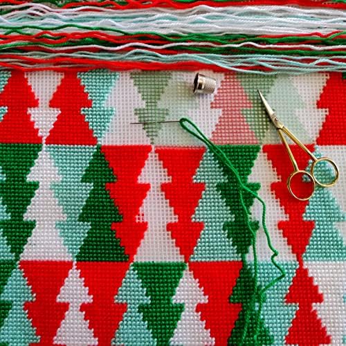 Padrão de árvores de Natal BRVSK. Kit de bordado. Jogue travesseiro 16 × 16 polegadas. Tela de tapeçaria impressa, qualidade européia