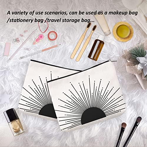 OHSUL Abstract Boho Black Sun Sunrise Sunshine Ray Makeup Saco, Mid Century Modern Art Cosmetic Bolsa Bolsa de Viagem, Bolsa de Maquiagem de Viagem Boho, Presentes para Boho Lovers Girls