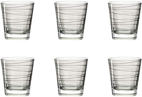 Leonardo 018229 Vario Drinking Glass Conjunto de 6 pequenas Struttura basalto, vidro, cinza, 8.300000000000000007 x 8.3000000000000007