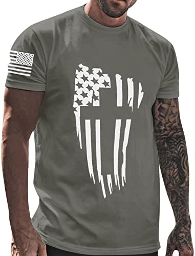 Camisetas de verão bmisEgm para homens bandeira do dia da independência casual e confortável, pequenas camisetas gráficas longas