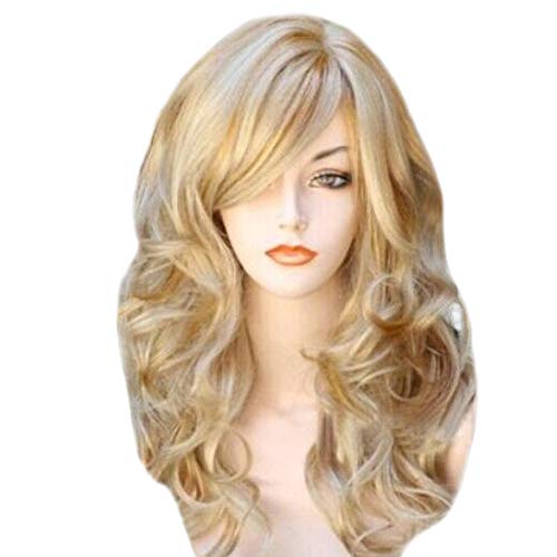24 polegadas elegantes longas perucas loiras para mulheres perucas sintéticas de fibra natural resistente ao calor, perucas