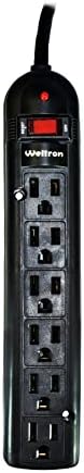 WELTRON - 6 Power Power Surge Protector Faixa de 10 pés. Black